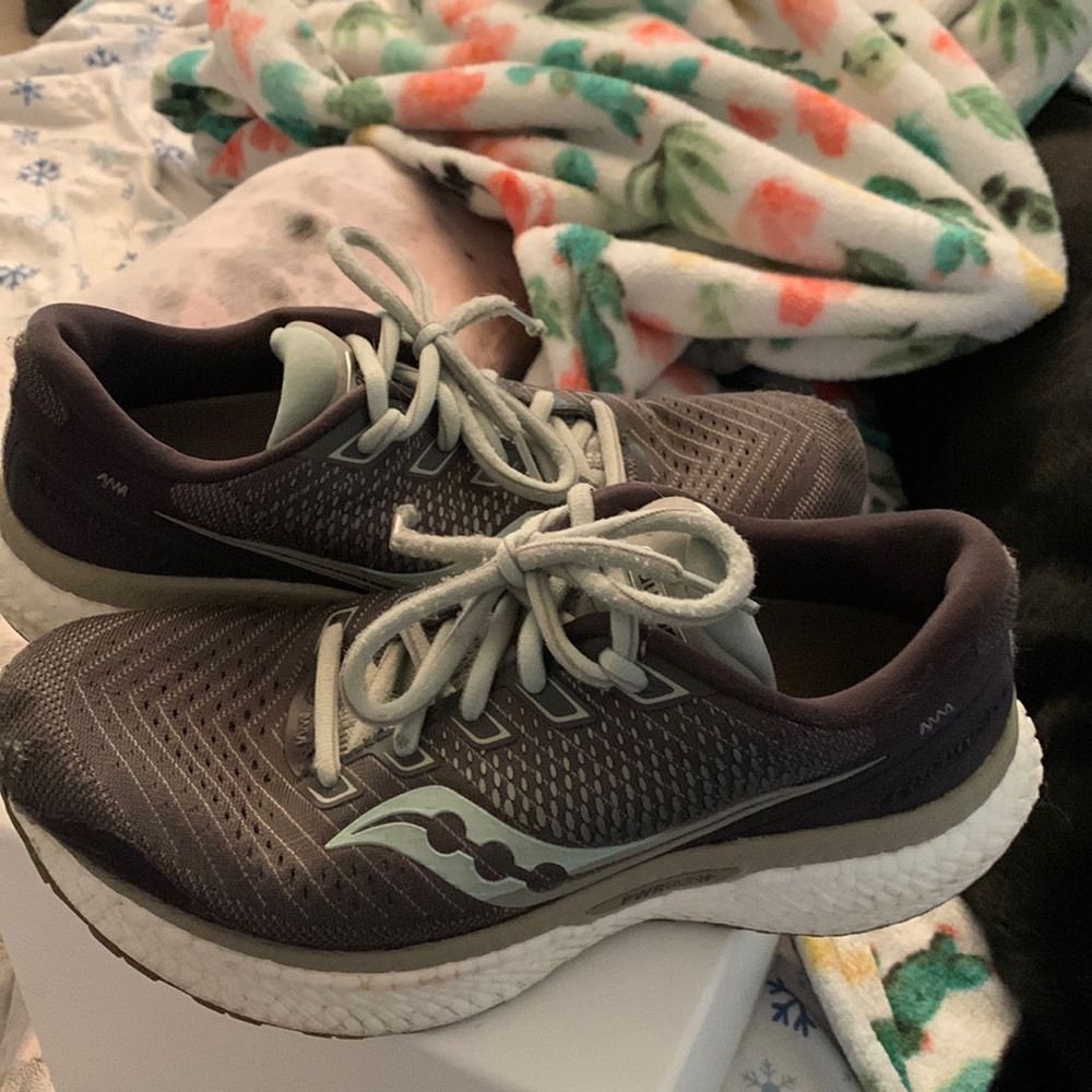 Grey and blue running shoes comfort fit size 6.5